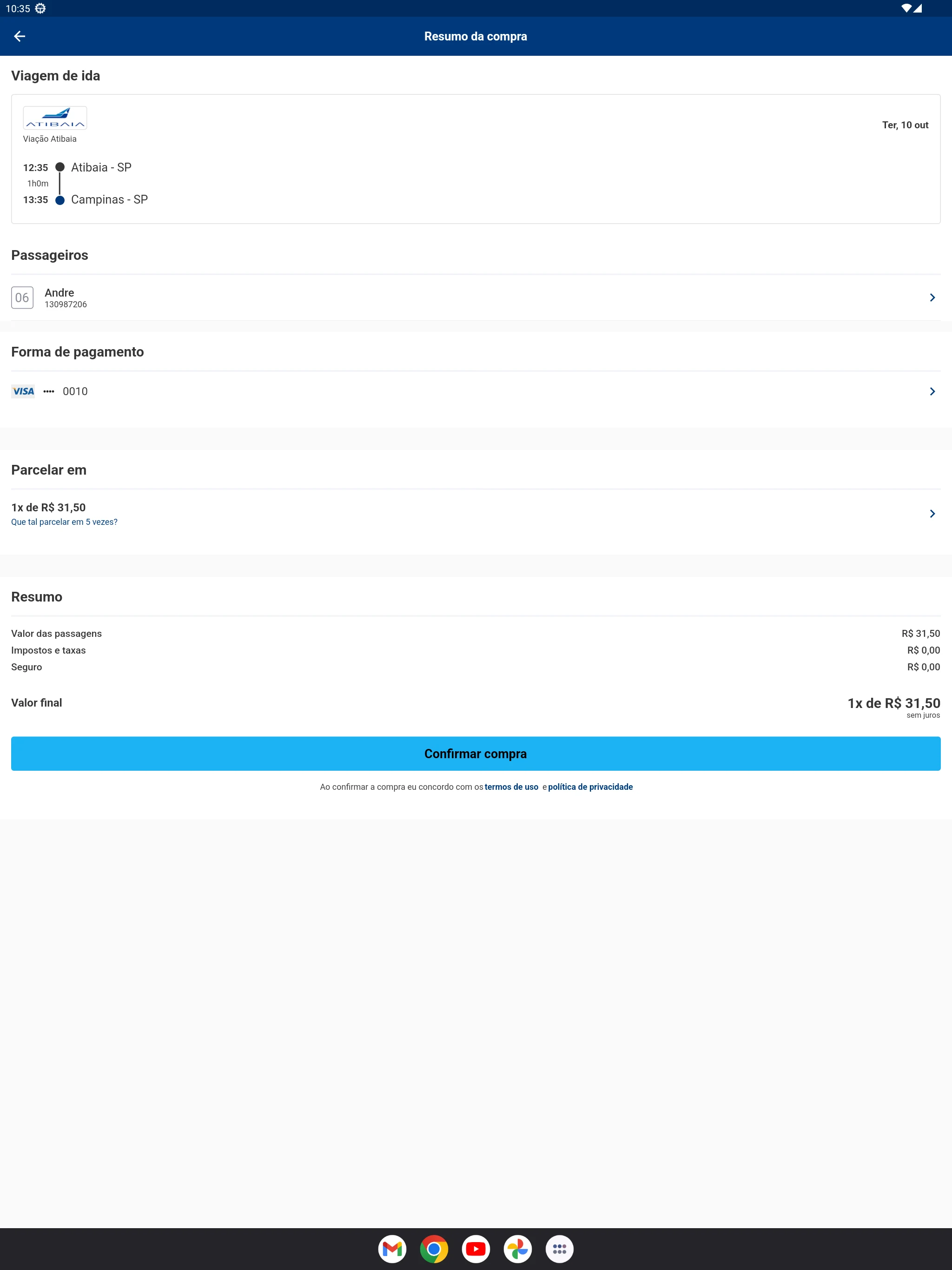 Viação Atibaia screenshot
